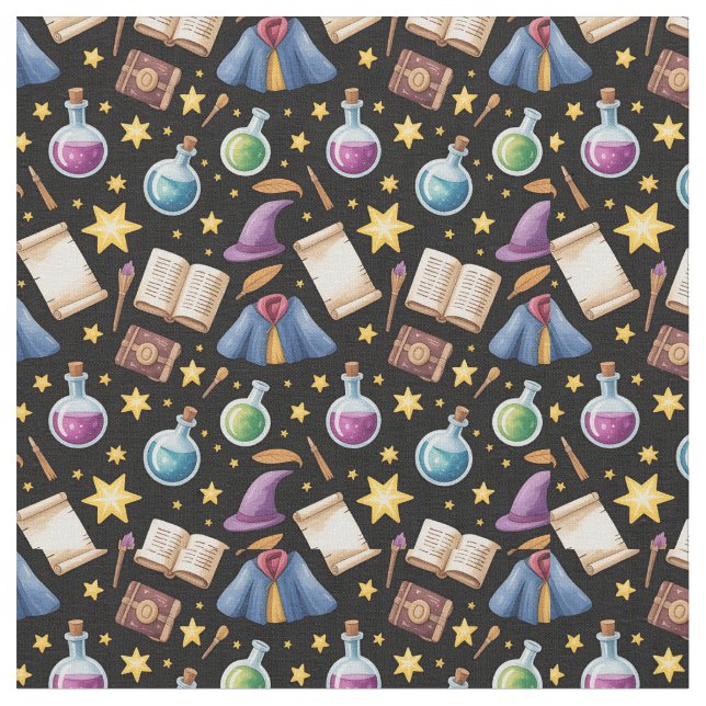 Create Your Own Colourful Wizard Supplies Black Fabric (Close Up)