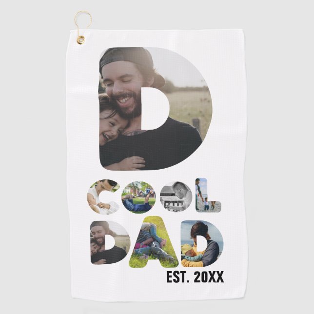 Create your own cool dad 7 letter photo for him golf towel (Front)