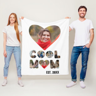 Create your own Cool mom 7 letter photo for her Fleece Blanket