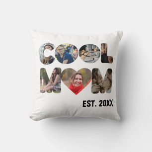 Create your own Cool mom 7 letter photo for her Throw Pillow