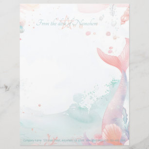 Create Your Own Coral Mermaid Tail Sea Shells Letterhead