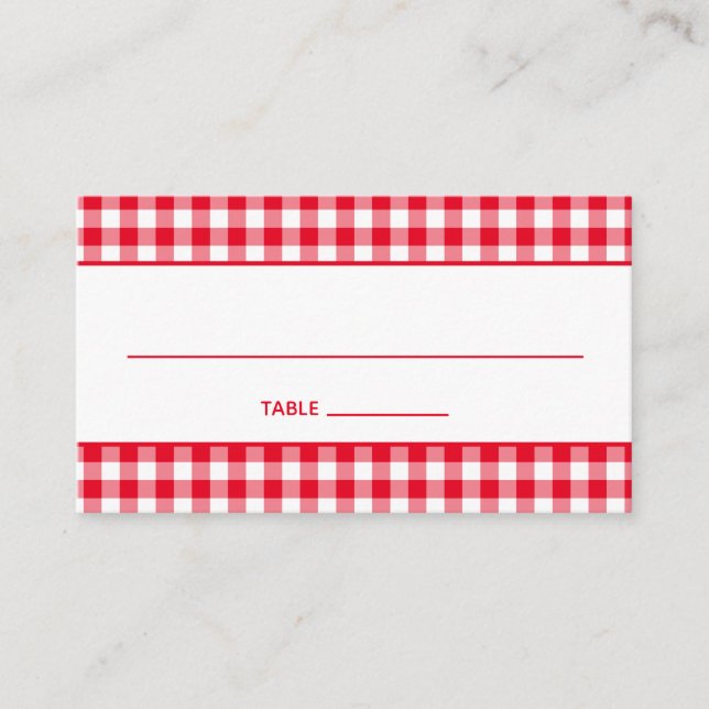 Create Your Own Country Gingham Place Card (Front)