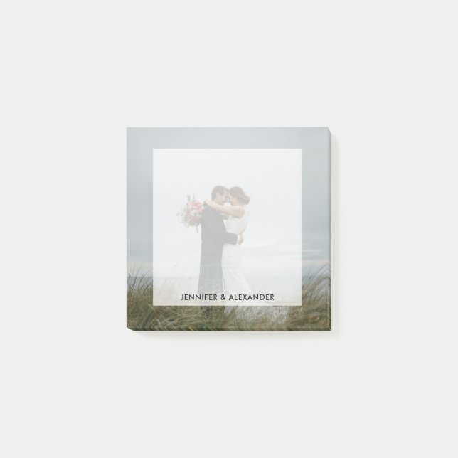 Create your own couple newlyweds wedding photo post-it notes (Front)