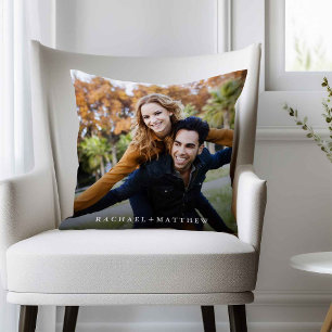 Create Your Own Couple Photo   Add Names Throw Pillow