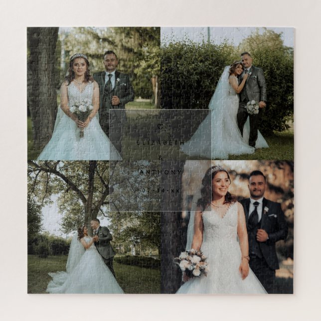 Create Your Own Couple Wedding Photo Collage Jigsaw Puzzle (Vertical)