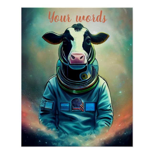 Create Your Own Cow in Space Astronaut Poster (Front)