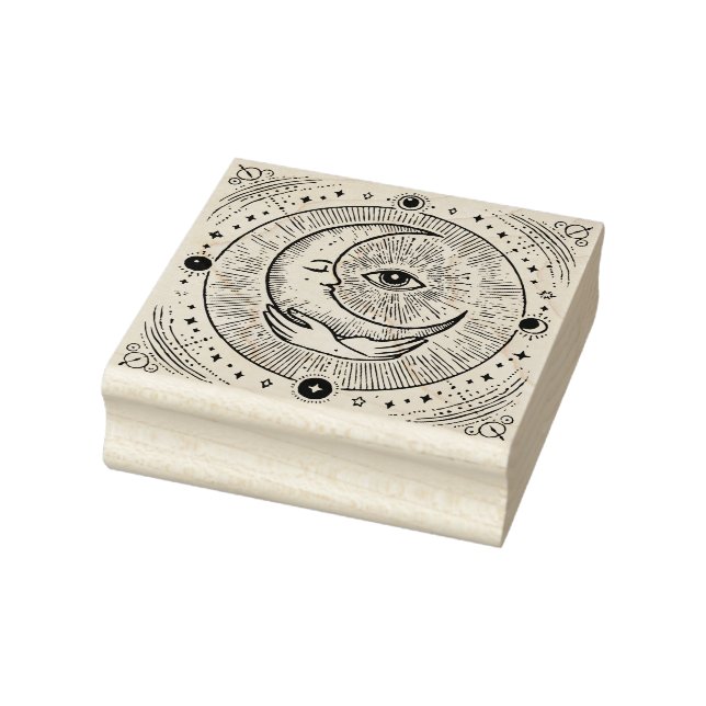 Create Your Own Cradled Crescent Moon Evil Eye Rubber Stamp (Stamp)