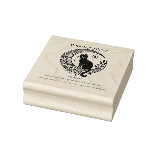 Create Your Own Crescent Moon Black Cat Vine Rubber Stamp (Stamp)