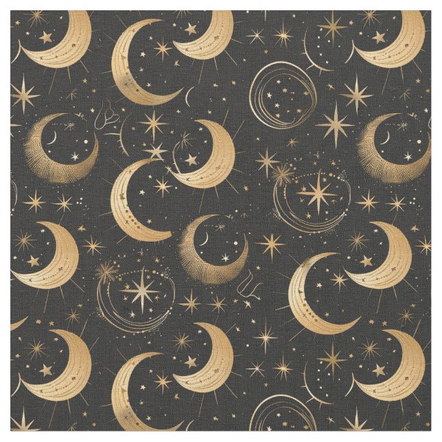 Create Your Own Crescent Moon Celestial Fabric (Close Up)