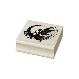 Create Your Own Crescent Moon Fairy Silhouette Rubber Stamp