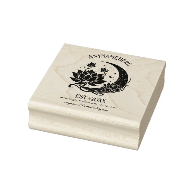 Create Your Own Crescent Moon Lotus Flowers Rubber Stamp (Stamp)