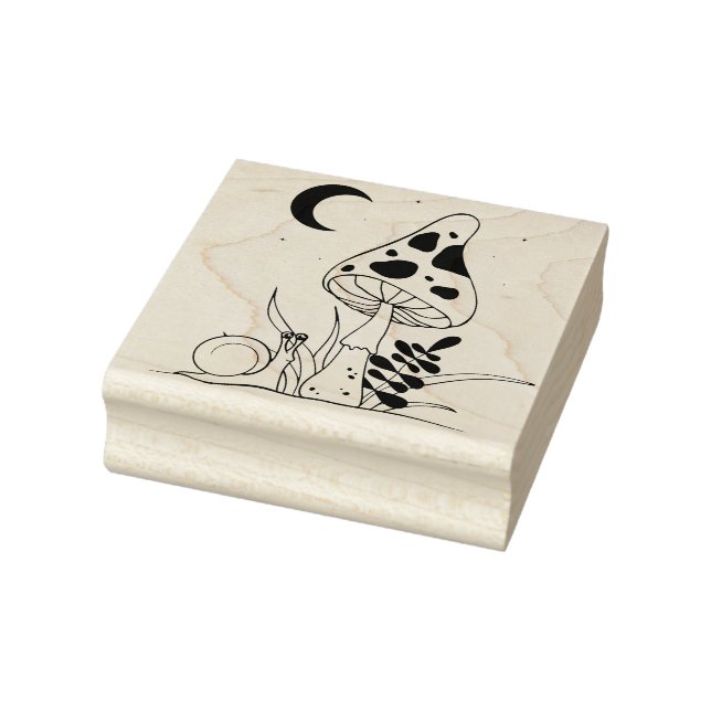 Create Your Own Crescent Moon Mushroom Snail Rubber Stamp (Stamp)