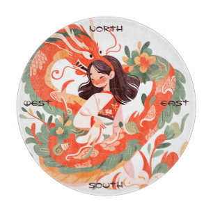 Create Your Own Crimson Jade Chinese Dragon Maiden Cutting Board