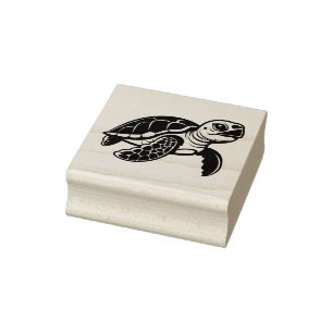 Create Your Own Curious Swimming Sea Turtle Rubber Stamp