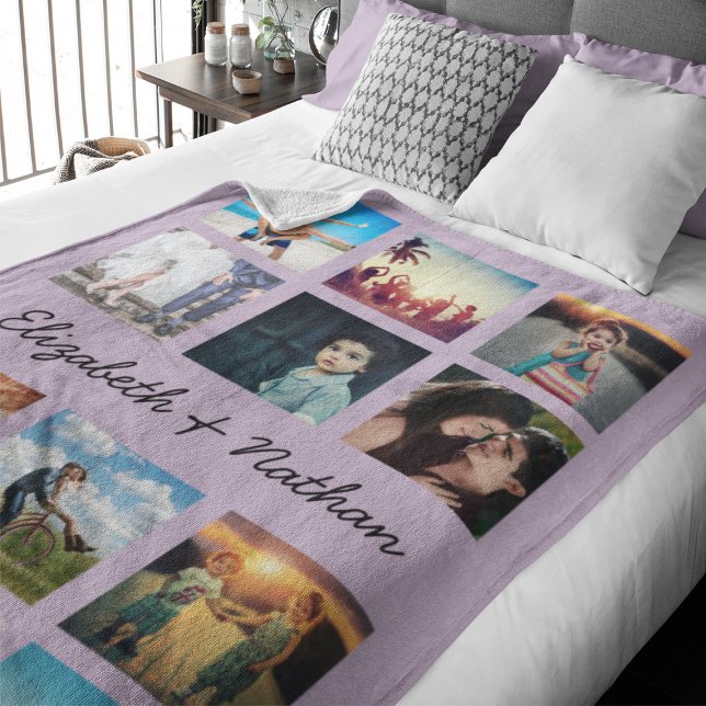 Create Your Own Custom 12 Photo Collage Family Fleece Blanket (Creator Uploaded)