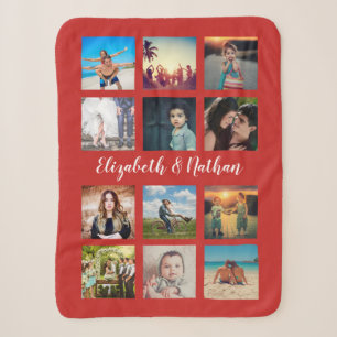 Create Your Own Custom 12 Photo Collage Family Sherpa Blanket