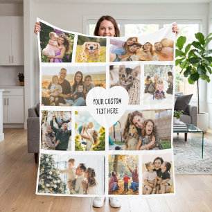 Create Your Own Custom 12 Photo Collage Fleece Blanket