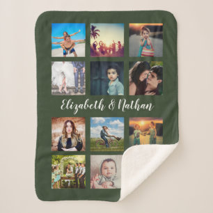 Create Your Own Custom 12 Photo Collage Keepsake Sherpa Blanket