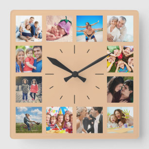 Create Your Own Custom 12 Photo Collage Keepsake Square Wall Clock