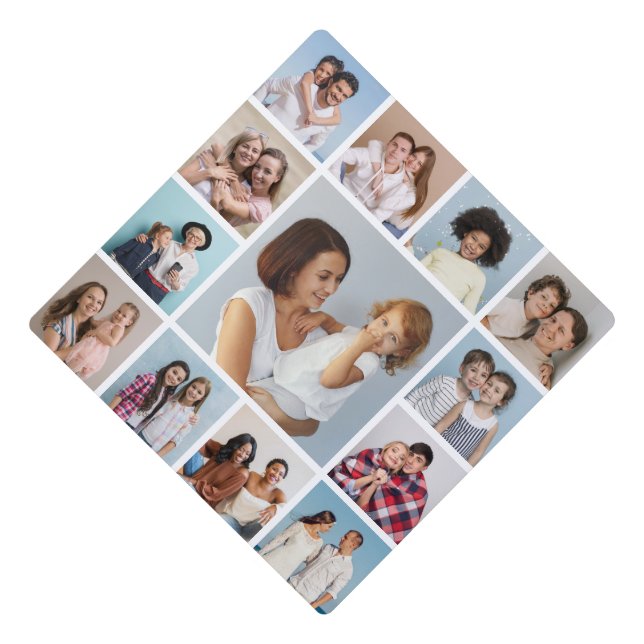Create Your Own Custom 13 Photo Collage Graduation Cap Topper (Front)