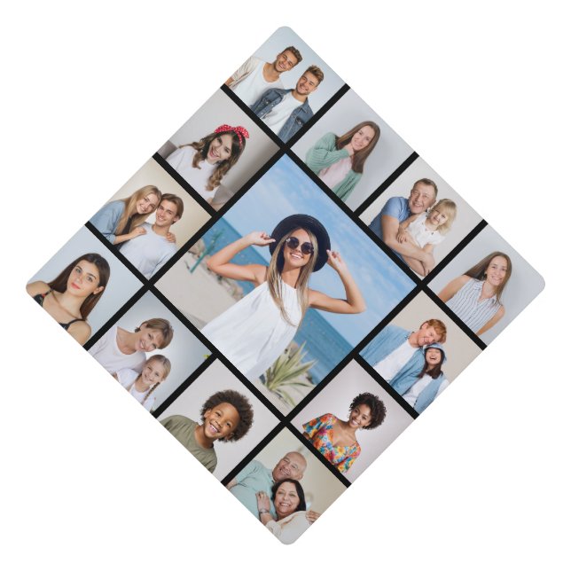 Create Your Own Custom 13 Photo Collage Graduation Cap Topper (Front)