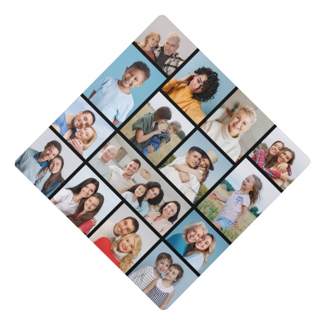Create Your Own Custom 15 Photo Collage Graduation Cap Topper (Front)