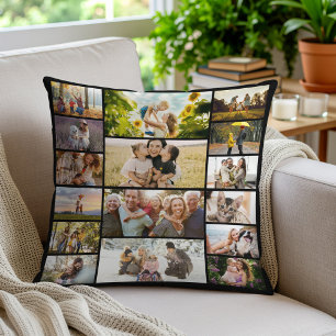 Create Your Own Custom 16 Photo Collage Throw Pillow