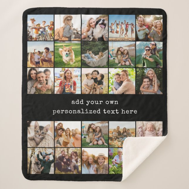 Create Your Own Custom 25 Photo Collage Sherpa Blanket (Front)