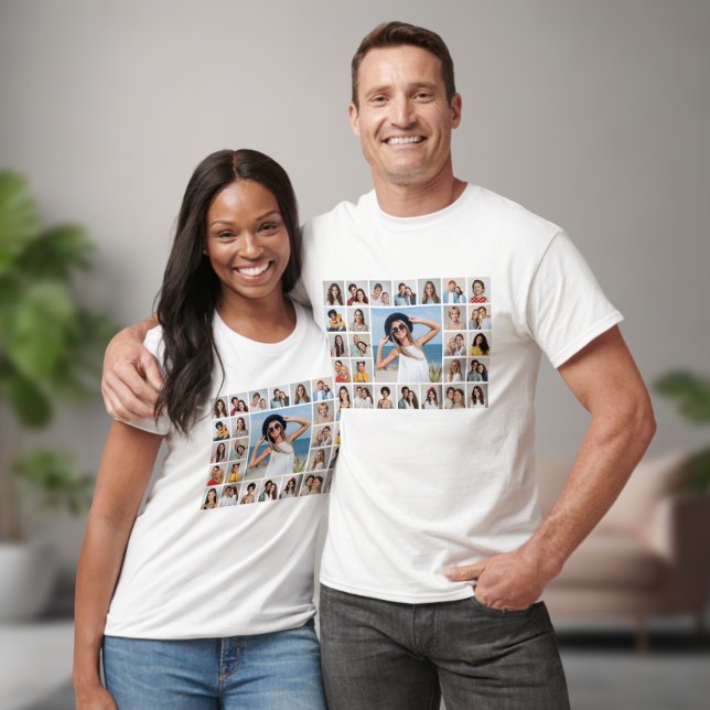 Create Your Own Custom 27 Photo Collage Unisex T-Shirt (27 Photo Collage Unisex T-shirt)