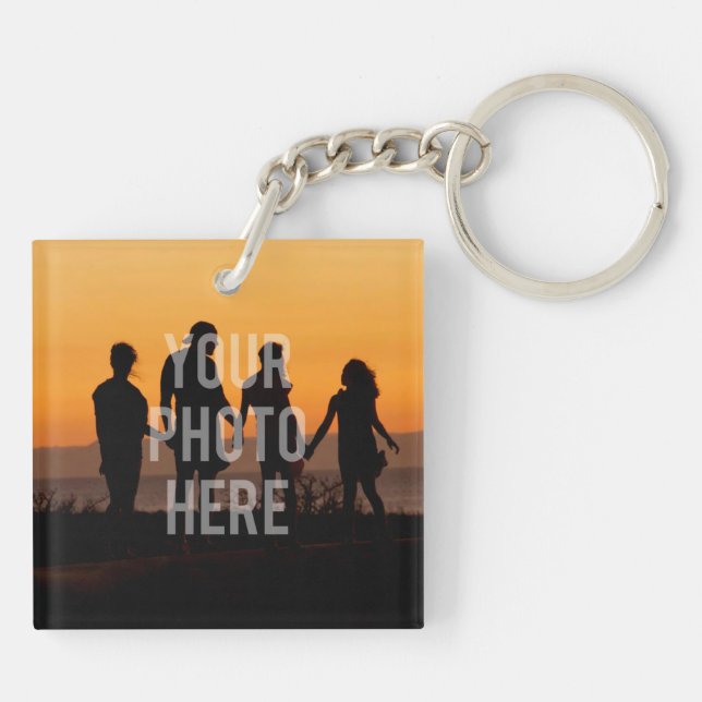 Create Your Own Custom 2 Family Photo Keepsake  Keychain (Back)