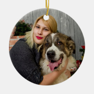 Create Your Own Custom 2 Photo Collage Double Side Ceramic Ornament