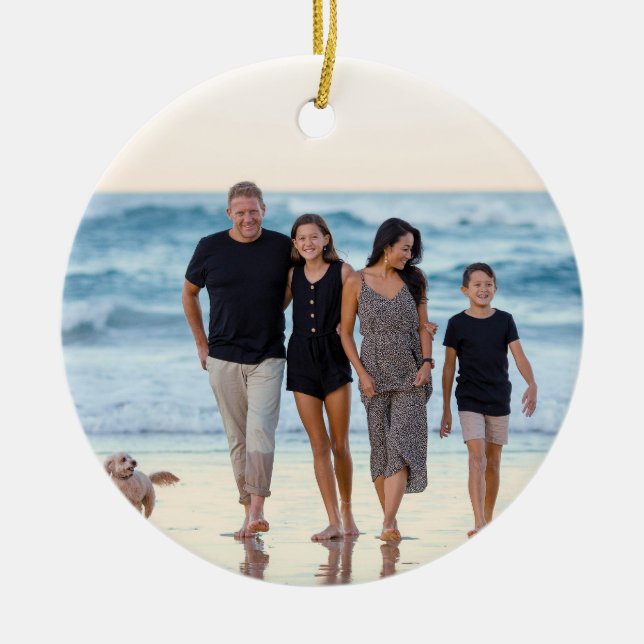 Create Your Own Custom 2 Photo Double Sided Ceramic Ornament (Front)