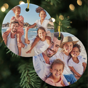 Create Your Own Custom 2 Photo Double Sided Ceramic Ornament