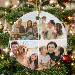 Create Your Own Custom 4 Photo Collage Ceramic Ornament