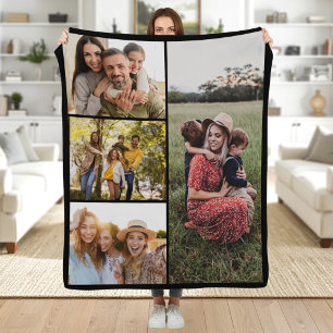 Create Your Own Custom 4 Photo Collage Fleece Blanket