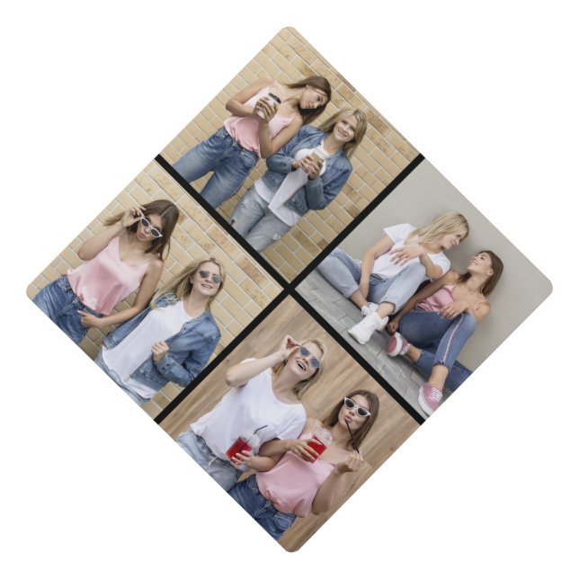 Create Your Own Custom 4 Photo Collage Graduation Cap Topper (Front)