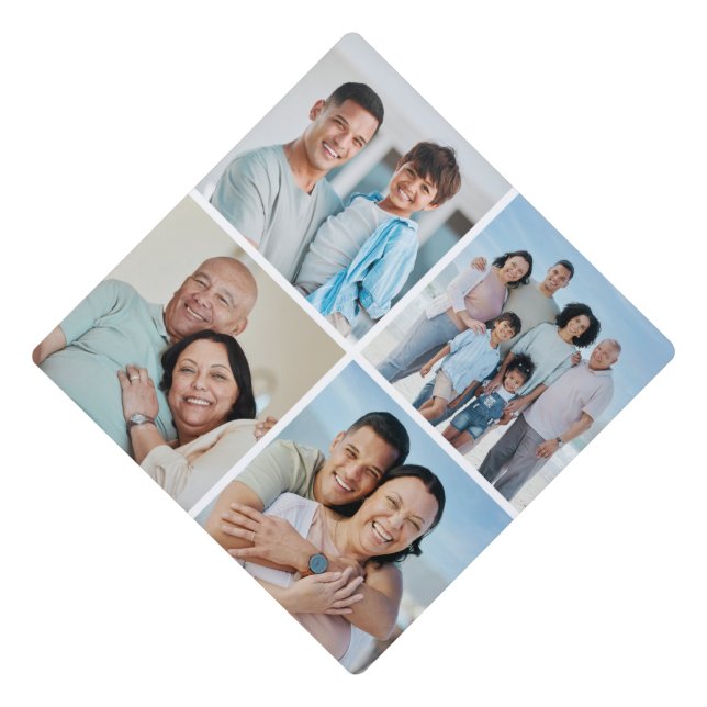 Create Your Own Custom 4 Photo Collage Graduation Cap Topper (Front)