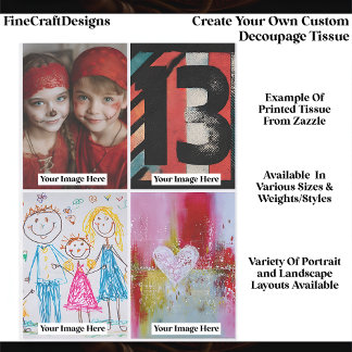Create Your Own Custom 4 Photo Portrait Decoupage Tissue Paper