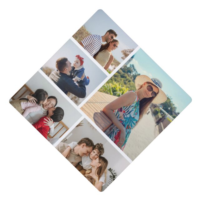 Create Your Own Custom 5 Photo Collage Graduation Cap Topper (Front)