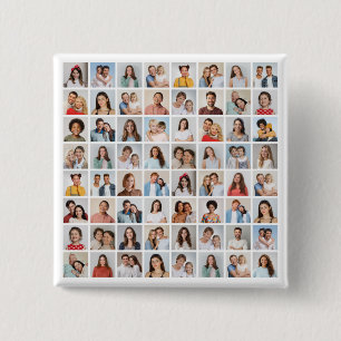 Create Your Own Custom 64 Photo Collage 2 Inch Square Button