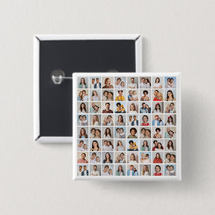 Create Your Own Custom 64 Photo Collage 2 Inch Square Button