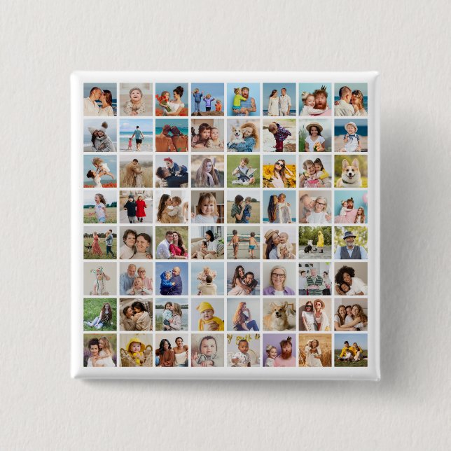 Create Your Own Custom 64 Photo Collage 2 Inch Square Button (Front)