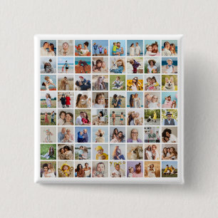Create Your Own Custom 64 Photo Collage 2 Inch Square Button