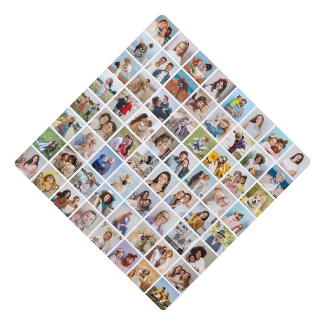 Create Your Own Custom 64 Photo Collage Graduation Cap Topper (Front)