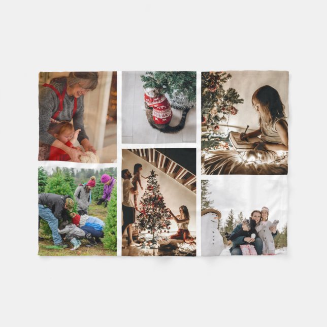 Create Your Own Custom 6 Photo Christmas Collage  Fleece Blanket (Front (Horizontal))