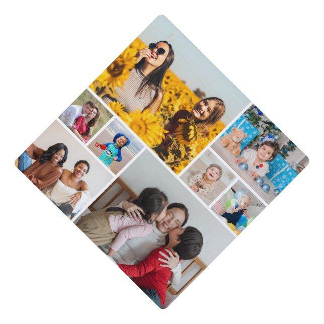 Create Your Own Custom 8 Photo Collage Graduation Cap Topper (Front)