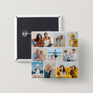 Create Your Own Custom 9 Photo Collage 2 Inch Square Button