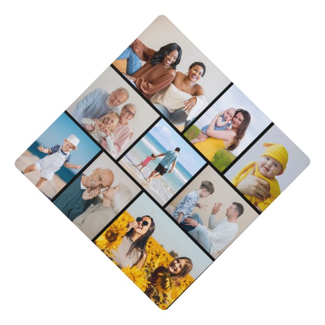 Create Your Own Custom 9 Photo Collage Graduation Cap Topper (Front)