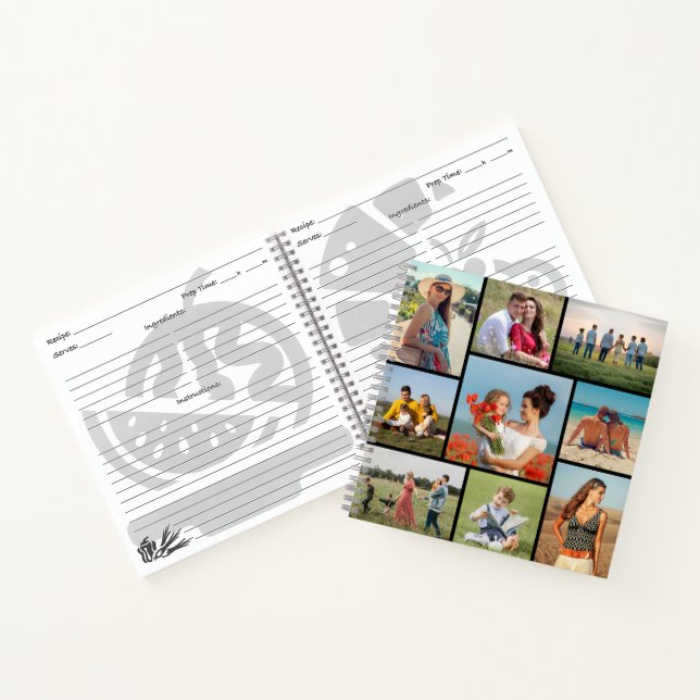 Create Your Own Custom 9 Photo Collage Recipe Notebook (Inside)