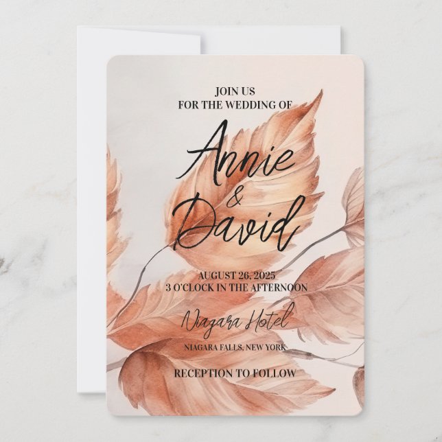 Create Your Own Custom Autumn Leaves Wedding Invitation (Front)